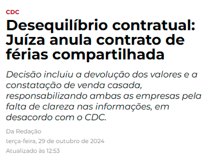 Desequil&iacute;brio contratual_ Ju&iacute;za anula contrato de f&eacute;rias compartilhada