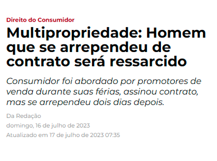 Multipropriedade_ Homem que se arrependeu de contrato ser&aacute; ressarcido