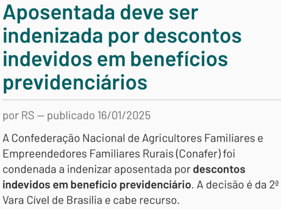 Not&iacute;cia sobre decis&atilde;o da Justi&ccedil;a mostrando que aposentada deve ser indenizada por descontos indevidos no benef&iacute;cio do INSS.